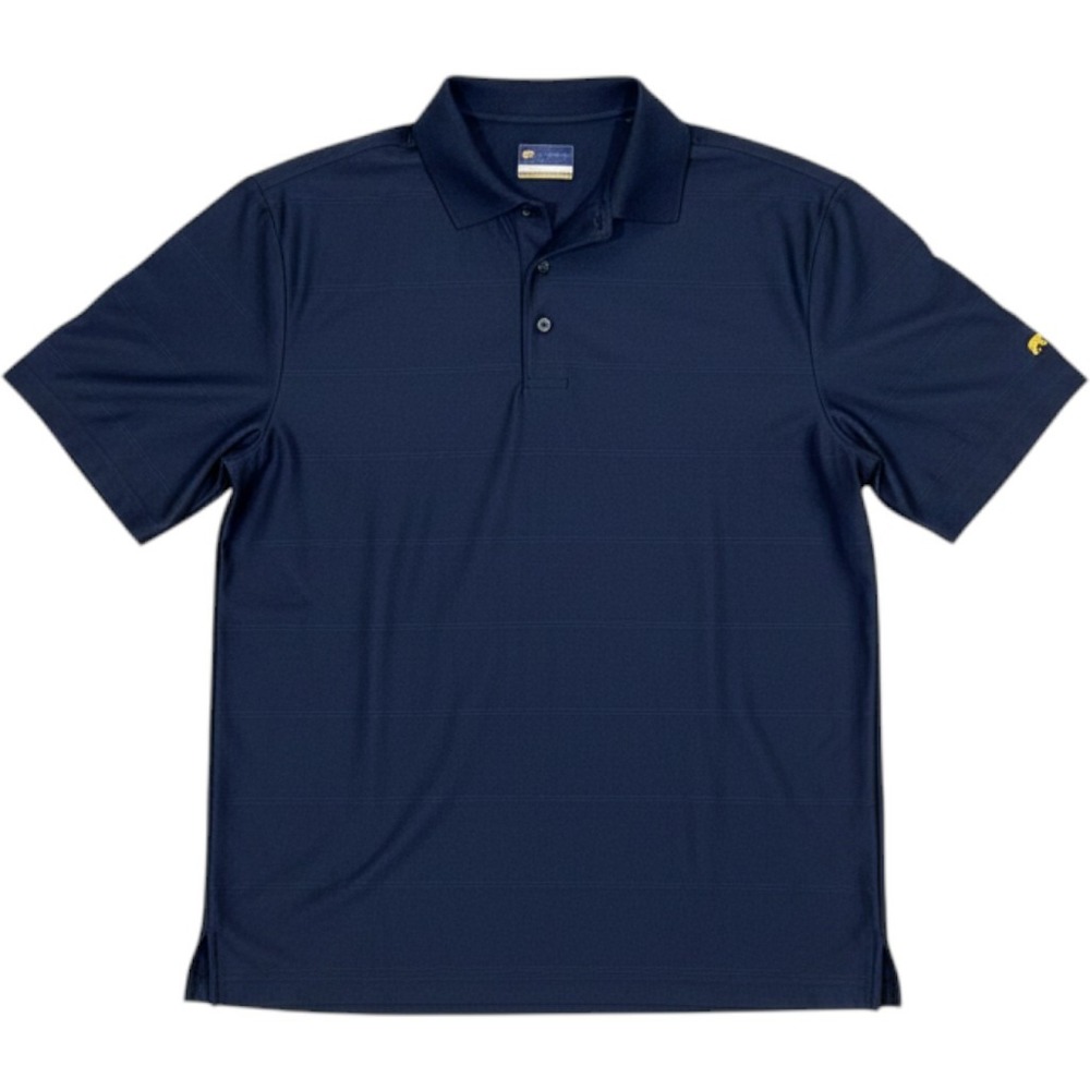 Jack Nicklaus Mens StayDri Golf Polo Shirt Navy Blue Striped Golden Bear Large